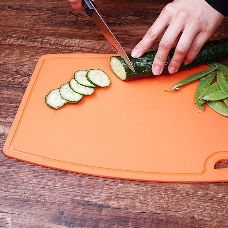 Liflicon Extra Large Thick Silicone Cutting Boards for Kitchen 14.6'' x 10.43'' Flexible Cutting Chopping Boards/Mats Non-slip Deep Drip Juice Groove, Dishwasher Safe-Orange - Image 5
